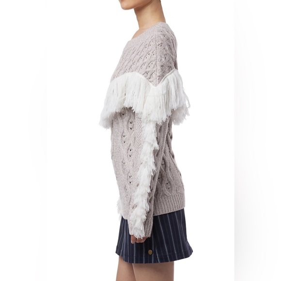 AMUR Ulla Fringe Cable Knit Sweater - Picture 2 of 10
